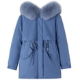 thumbnail image 5 of Women Parka Fashion Long Coat Wool Liner Hooded Parkas 2023  Winter Jacket Slim with  Collar Warm Snow Wear Padded Clothes, 5 of 7