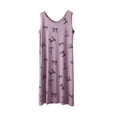 thumbnail image 3 of Asxite Womens Pajamas Solid Sleeveless Crew Neck Rayon Bow Print Nightgown Casual, 3 of 5