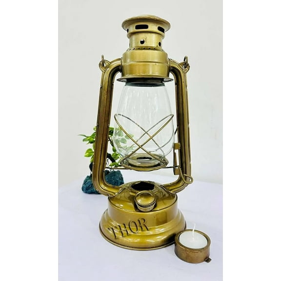 Collectible Nautical Antique 12" Ship Lamp Boat Antique Brass Candle Lantern Maritime Home Decorative