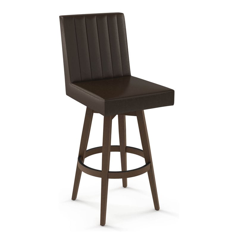 Amisco Dustin 27 25 Faux Leather And, Dark Brown Leather Swivel Bar Stools