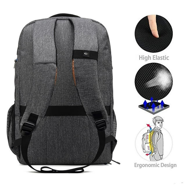 Baohd TSA Friendly Large Laptop Backpack 17.3 Inches Computer Bag For Men Women With USB Port For Business Travel College School Grey