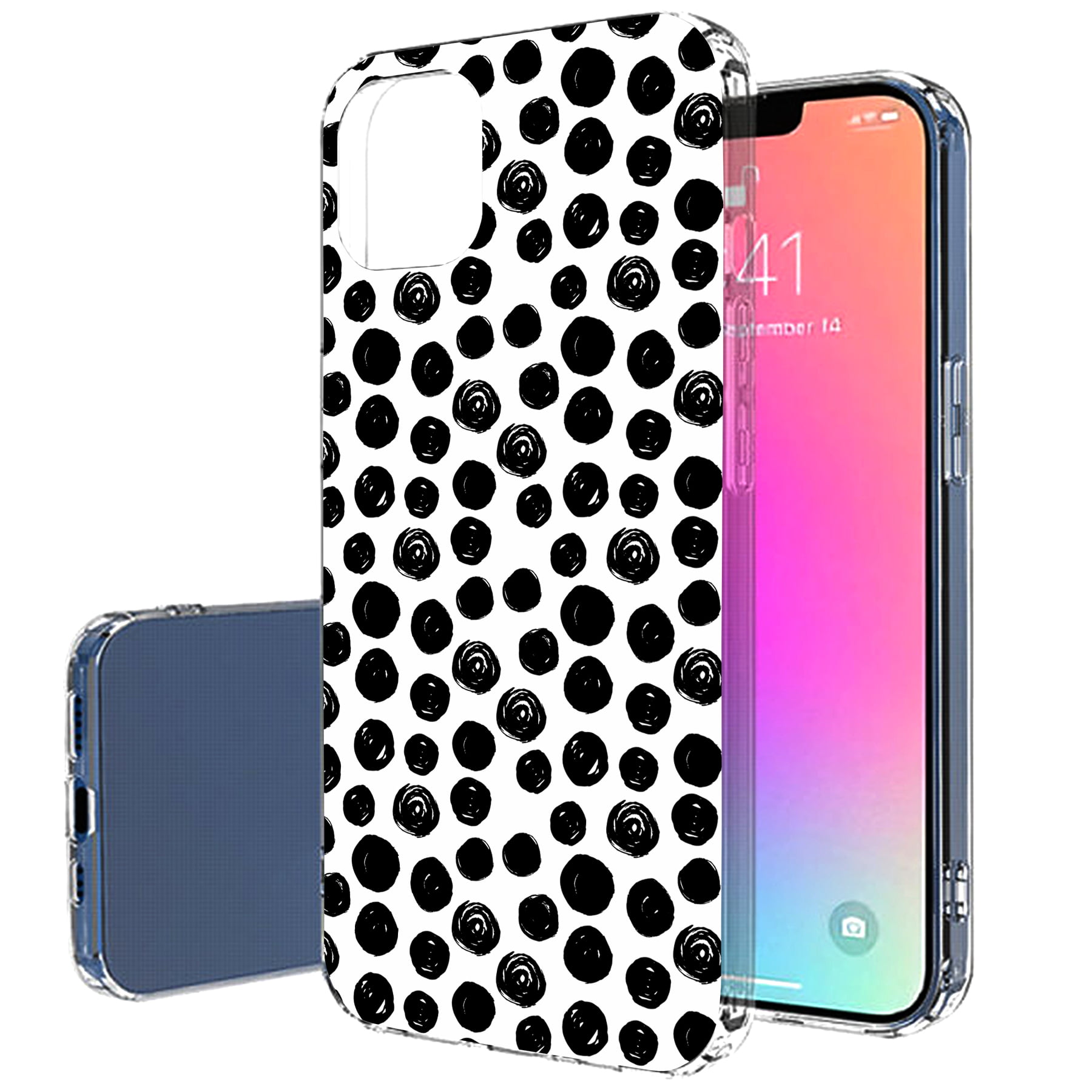 Flexible Light Weight TalkingCase Slim Case for Apple iPhone 13 Pro Color Polka Dots Print Soft,Anti-Scratch,USA Thin Gel Tpu Cover