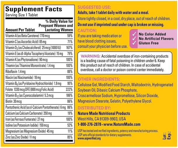 Nature Made - Multi Prenatal Multivitamin, 90 tablets-3 Pack