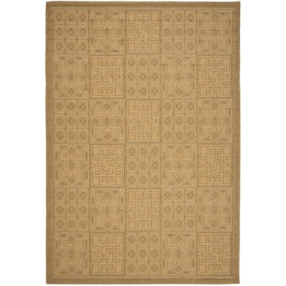 Safavieh Courtyard Alex Geometric Indoor/Outdoor Area Rug, Gold/Natural, 5'3" x 7'7"