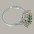 thumbnail image 4 of LBG British Made 10k White Gold ring with Natural Emerald & Cultured Pearl Womens Statement Ring - 33 size options - Size 11.25, 4 of 6