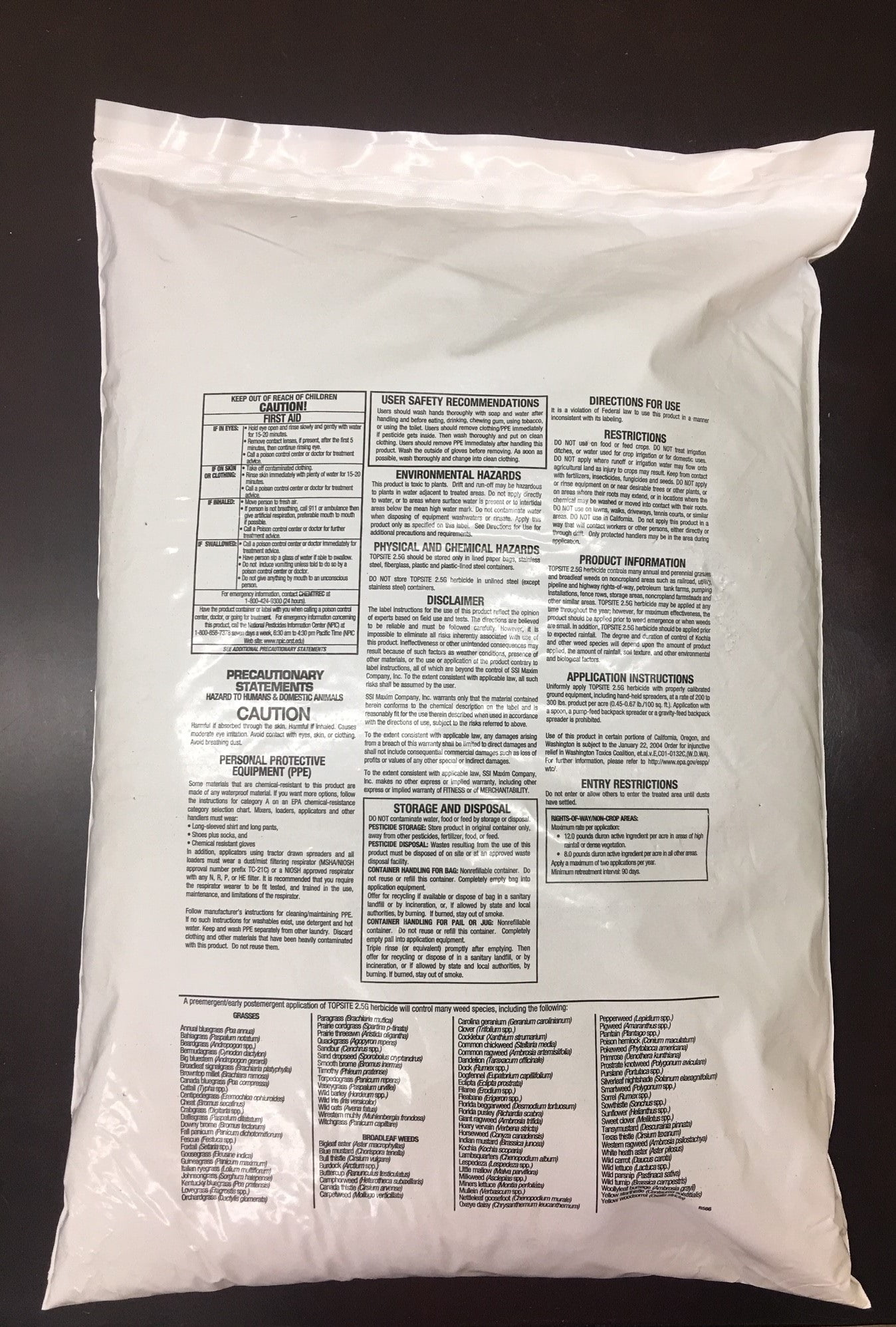 SSI Maxim Topsite 2.5G Herbicide 40 pound bag
