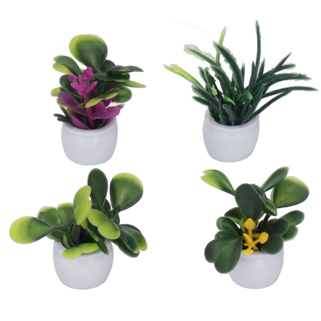 Bonsái En Miniatura, Planta En Maceta Para Casa De Muñecas Que No Destiñe, Resistente Al Agua, 4 Piezas, Delicada Y Realista Para Decoración De Jardín De Casa De Muñecas 1:12