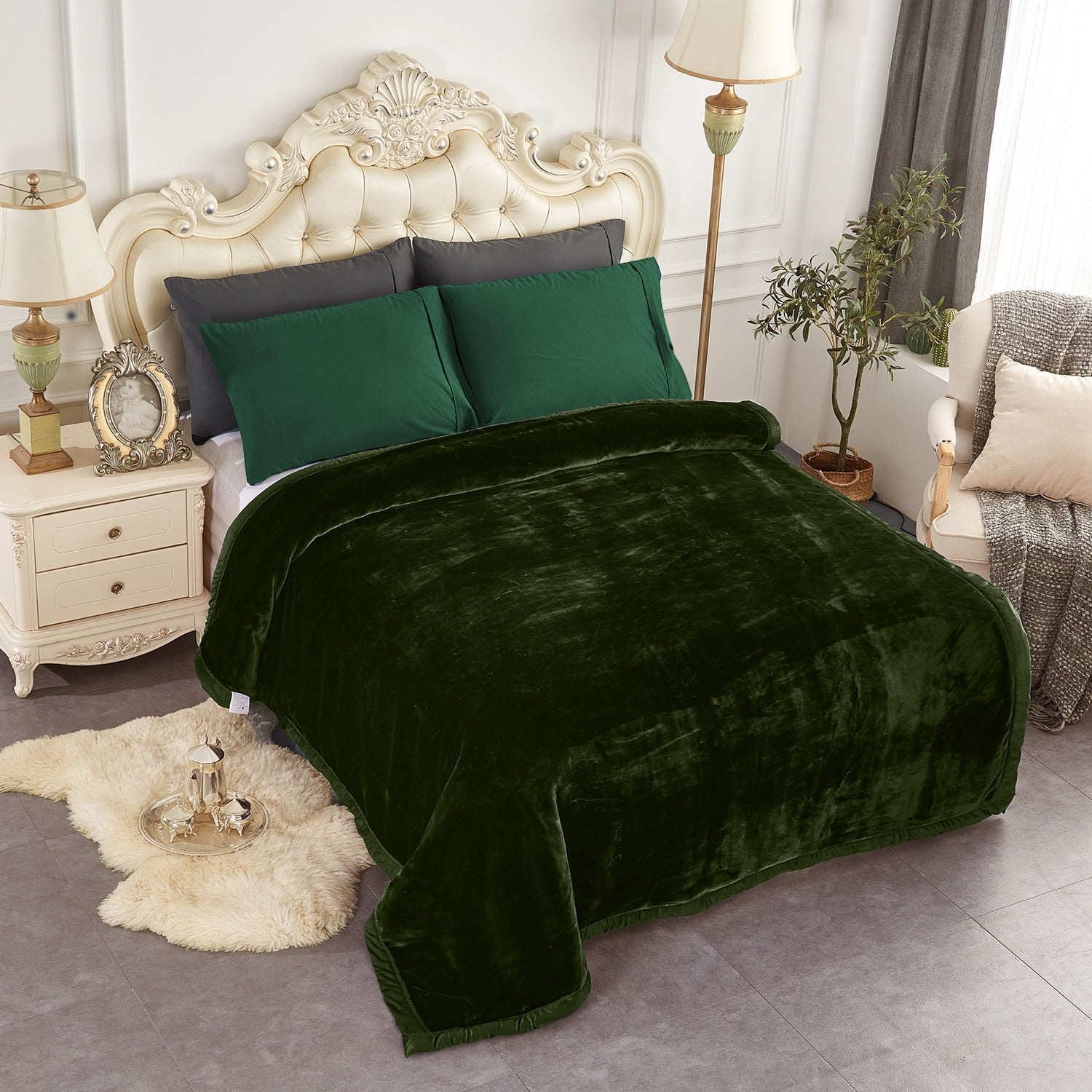 NC Queen Fleece Bed Blanket,2 Ply Heavy Thick Mink Blanket for Winter 77"x91",7lbs