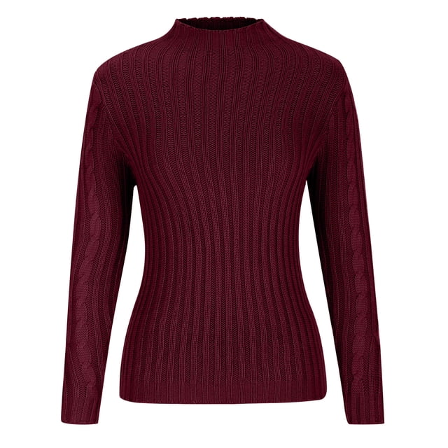Dvkptbk Chandail Col Roulé Uni pour Femmes Chandail Ample Tricoté Chandail à Manches Longues Chandail Slim