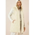 thumbnail image 4 of SHEWIN Vest for Women Long Puffer Vest Full Zipper Hooded Jackets Casual Winter Warm Quilted Coat Outerwear with Pockets White, 4 of 10