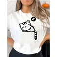 thumbnail image 1 of Motif Chat Endormi Imprimé Tendance Col Rond Manches Courtes, T-Shirt de Sport Simple et Décontracté, Haut d'Été Confortable pour les Vacances. Fête des Pères, Fête des Mères, Nouvel An, Festival de Printemps, 1 of 6