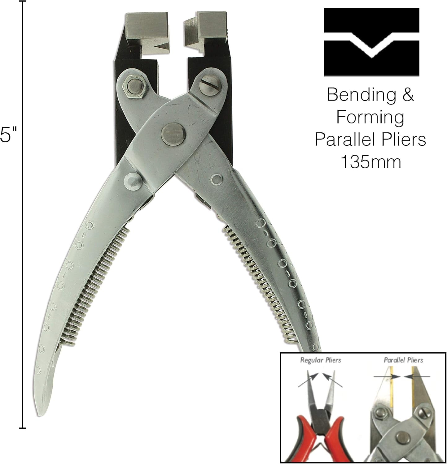 The Beadsmith Bending and Forming Parallel Plier, 5.25 inches (135mm), Steel tool for jewelry making, with spring handle