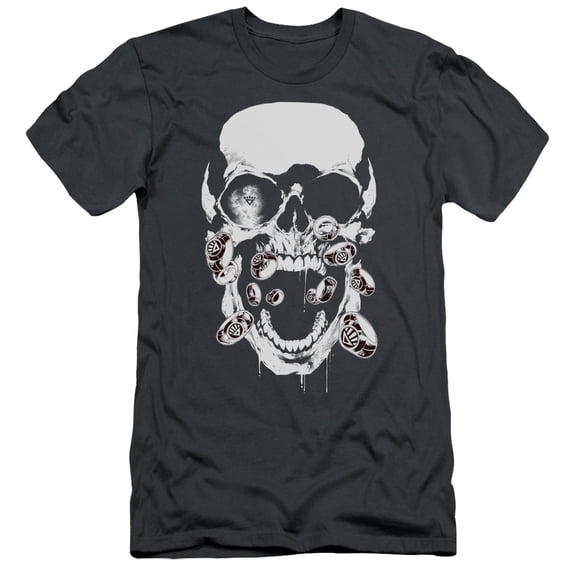 Green Lantern Black Lantern Skull S/S Adult 30/1 T-Shirt Charcoal