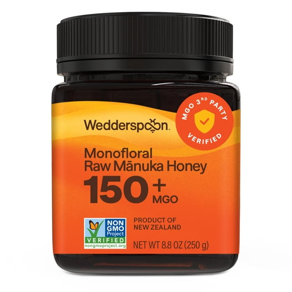 Wedderspoon Raw Manuka Honey MGO 150 , Pure New Zealand Honey, Unpasteurized, 8.8 oz Jar