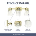 thumbnail image 2 of Prominence Home 2 Pack Fairendale 3 Light Bathroom Wall Vanity Light, Soft Gold, 2 of 12