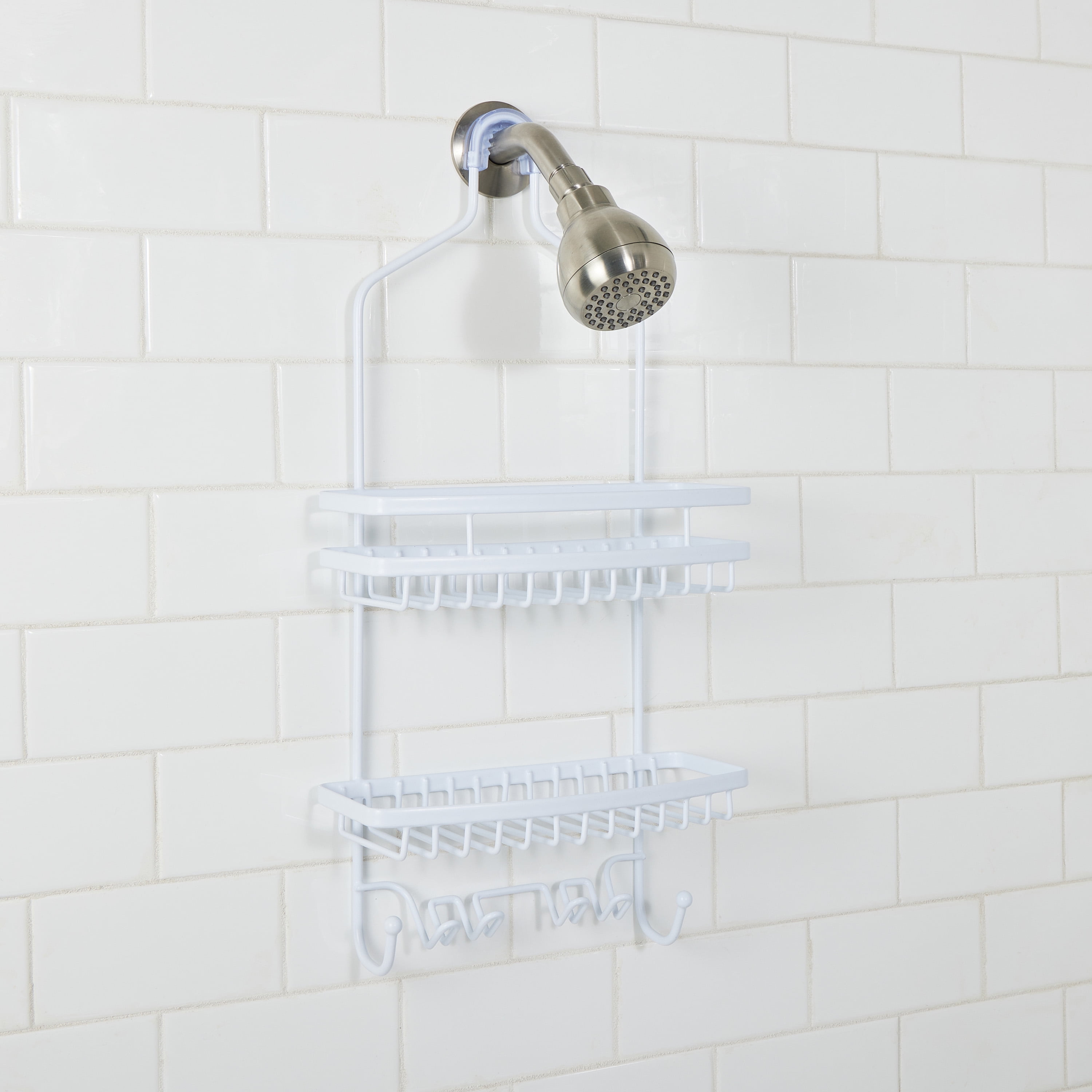Bath Bliss Venice Metal 2 Shelf Tier Shower Caddy, White