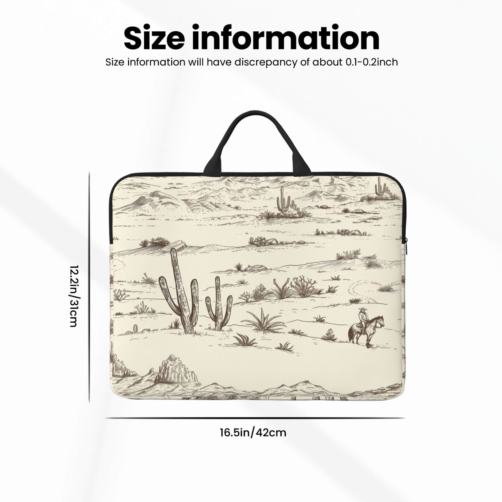 Laptop Sleeve Bag For Women Men 14inch Waterproof Durable Protective Computer Carrying Cover Handle Laptop Case Bag Desert Landscape Mountains Cacti Cowboy (2)
