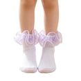 thumbnail image 2 of Girls Socks Lace Ruffle Frilly Toddler Dress Sock Plaid Bow Turn Cuff Soft Cotton Breathable Cute Princess Socks*1pc, 2 of 6