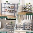 thumbnail image 7 of Smiry Shoe Rack 2 Tier, Stackable Bamboo Shoe Organizer, Shoe Storage for Closet, Entryway and Bedroom, Grey, 7 of 7