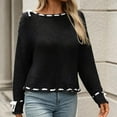 thumbnail image 2 of Drses Women Long Sleeve Top Bow Front Knitted Pullover Ribbon Lace Up Cable Jumper Knitwear Going Out Top, 2 of 8