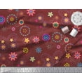 thumbnail image 3 of Soimoi Red Rayon Fabric Insect & Floral Clip Art Decor Fabric Printed BTY 42 Inch Wide, 3 of 3