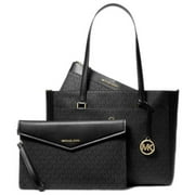 Michael Kors Womens Maisie 3 In 1 Large Top Zip Tote Crossbody Pouch Wristlet MK Signature (Black) 35T1G5MT7B-001
