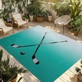 thumbnail image 2 of Outdoor Rug 3x5 ft Hockey Player Outdoor Large Area Rug Non Slip Rubber Sports Ground Ombre Turquoise Front Door Mat RV Rug Camping Carpet Patio Outdoor Rugs for Backyard Balcony Deck Porch Indoor, 2 of 9