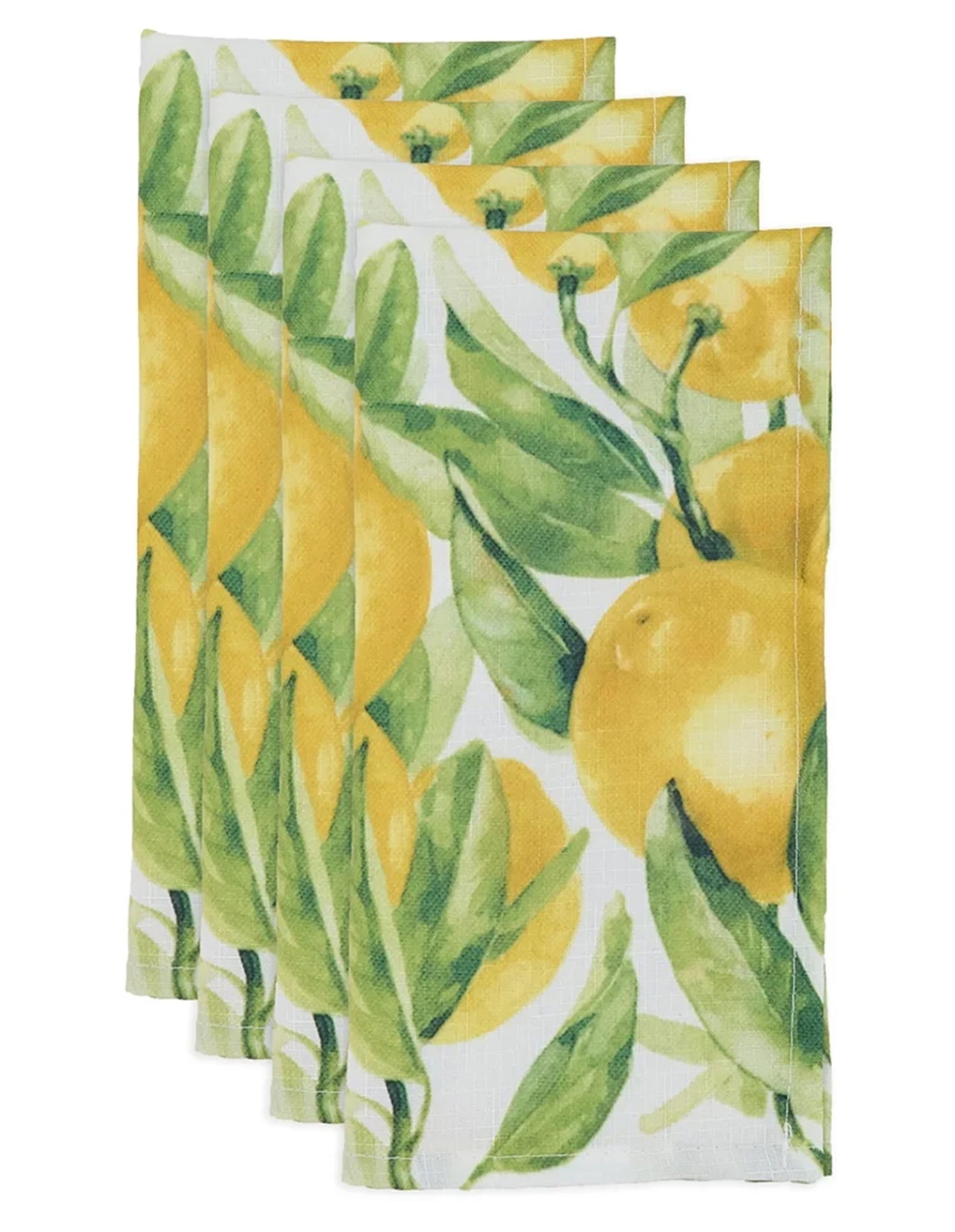 Fennco Styles Lemon Printed Cloth Napkins 20"W x 20"L, Set of 4