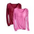 thumbnail image 3 of Fanxing 2 Pack Plus Size Long Sleeve Workout Shirts for Women Trendy Tops Crop Y2k Clothing Fitted Basic Tee Stretchy T-Shirts, 3 of 3