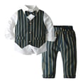 thumbnail image 3 of Esaierr 4 Pieces Newborn Baby Suits Slim Fit Gentleman Outfits Shirt Striped Vest Pants with Bow Tie Sets Fall Winter Formal Dresswear for Boys 3 Months-5 Years, 3 of 9