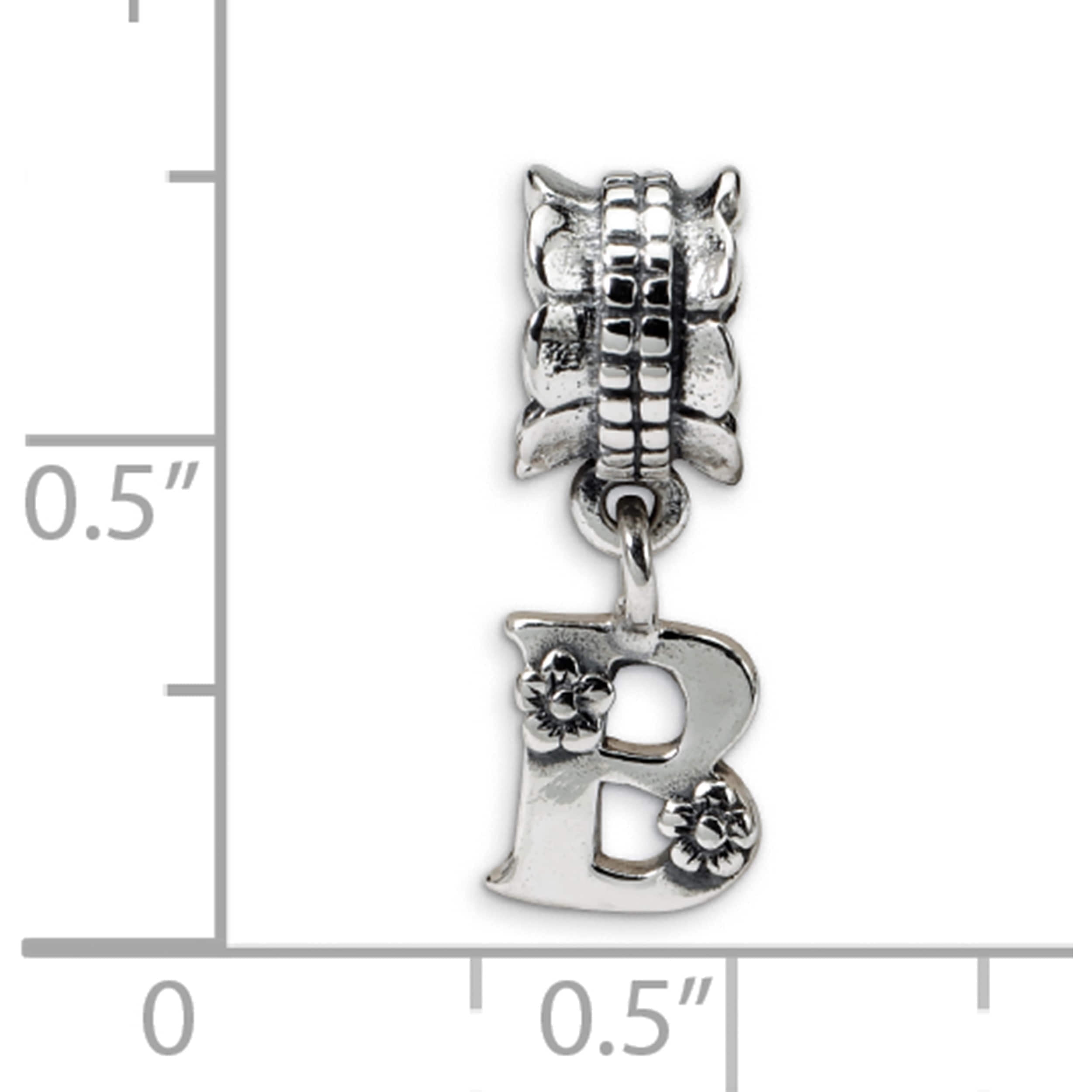 Sterling Silver Reflections Letter B Dangle Bead (18.18 X 7.27) Made In Thailand qrs1400b
