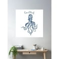thumbnail image 2 of Sponge Painted Octopus Coral Reef Habitat, Delft Blue Nautical Art Poster Wall Art, Modern Wall Decor For Living Room Bedroom, 16X16 UNFRAMED, 2 of 3