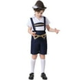 thumbnail image 4 of Toddler Boy Outfits Traditional Festival Embroider Suspender Suit Comfortable Breathable Adorable Lightweight White Outfit Sets Sizes 130-140, 4 of 6