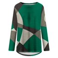 thumbnail image 4 of Long Sleeve Shirts for Women Dressy Casual Crew Neck Hem Flowy Tops Color Block Geometry Printed Oversized Loose Tunic Shirts Graphic Tees for Spring Fall #B06-Orange S, 4 of 5