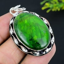 Natural Green Labradorite Gemstone 925 Sterling Silver Pendant 2.21"