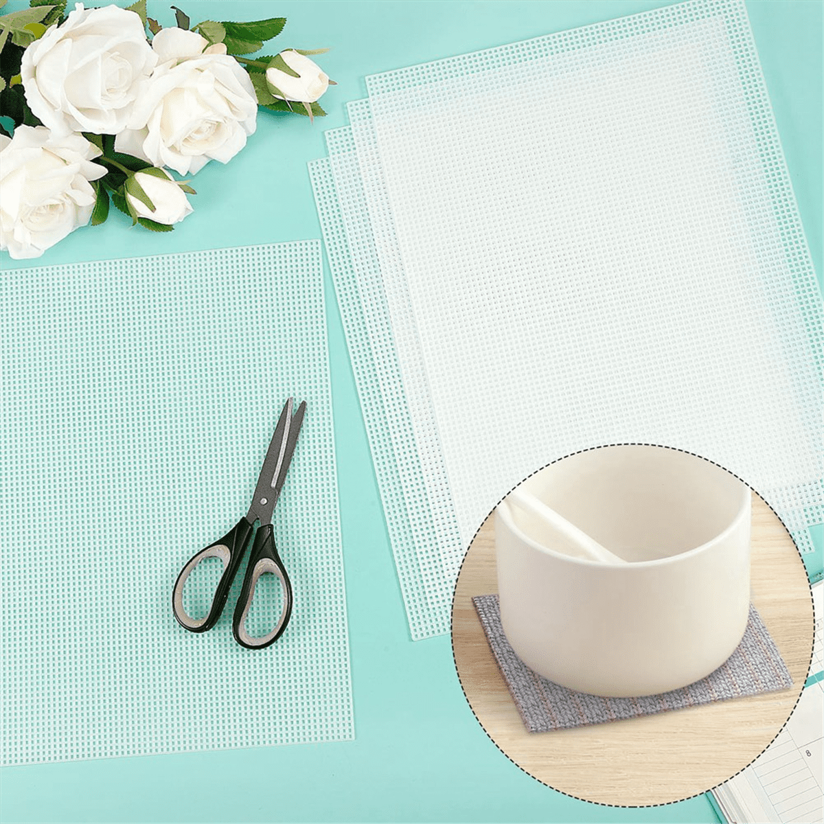 20 Sheets Plastic Canvas, 13x10.2Inch 7CT Transparent Mesh Canvas for Embroidery