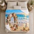 thumbnail image 5 of Coastal Christmas Shell Wreath Sandy Beach, Festive Holiday Scene, Warm Flannel Blanket for Beach House and Living Room, Art Lovers Christmas Gift, Festive Home Decor, 5 of 9