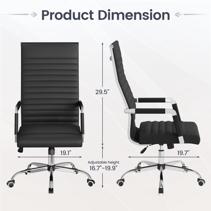 Furmax Faux Leather Office Chair with Lumbar Support and Armrest, High-Back Swivel Conference Chair, Black