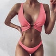 thumbnail image 2 of QLEICOM Womens Swimsuits Tummy Control Plus Size Swimsuit Coverup Fashion Bikini Set Swimsuit Two Piece Solid Color Sling Swimwear Beachwear Pink M, 2 of 6