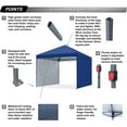 thumbnail image 5 of ABCCANOPY 10ft x 10ft Easy Pop up Outdoor Canopy Tent With 2 Side Walls, Navyblue, 5 of 5