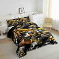 thumbnail image 3 of Manfei Excavator Pattern Full Size Comforter Sets,Construction Vehicles Bedding Comforter Set,Yellow Black Bedding Sets For Boys Kids,Luxury Bedroom Decor Reversible,3pcs, 3 of 8