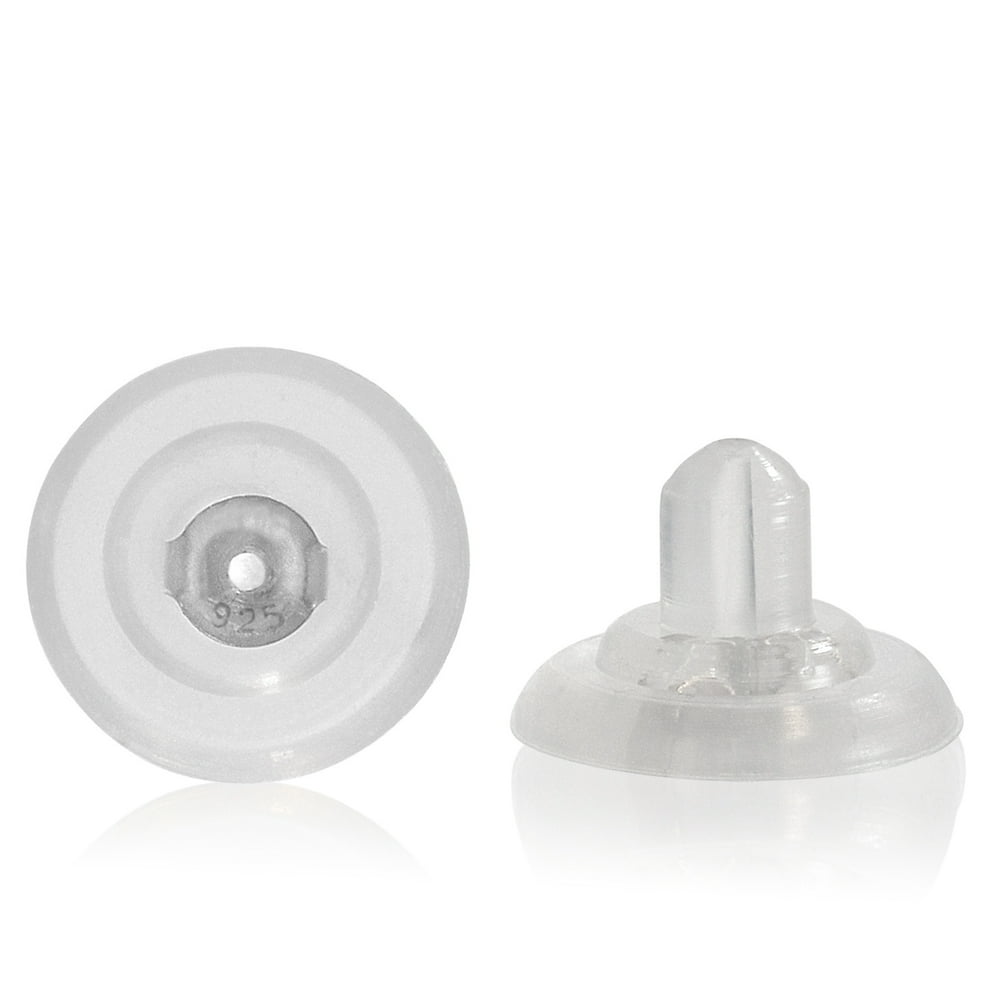 Universal EZback Earring Backs Soft Clear Silicone and Sterling Silver