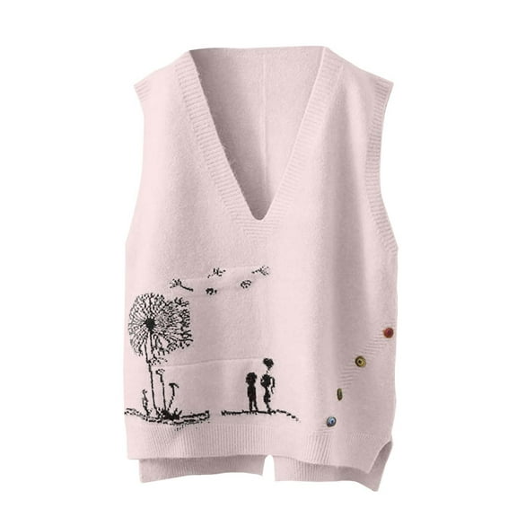 Bovemsi Camisole Tops for Women Autumn And Winter New Vest Horse With Embroidered Knitted Trendy Loose Versatile Sleeveless Sweater Basic Tanks