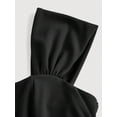 thumbnail image 3 of Black Square Neck Shell Sleeve Pleated A-Line Midi Dress For Formal Events, 3 of 4