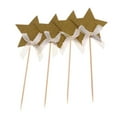 thumbnail image 4 of Paquete de 4 Púas para Cupcakes de Estrellas con Decoración de Nudo de Lazo para Bodas, Adornos para Tartas de para Oro Soledad Primeros de la torta de las estrellas, 4 of 9