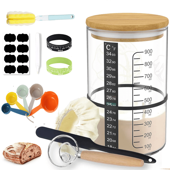 Best Sourdough Starter Jar Bread Kit Sourdough Baking Supplies Jar for Sourdough Starter Jar Glass Wide Mouth Sourdough Starter Container