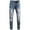 Blue, variant on IROINNID Jean Pants For Men Medium Wash Stretch Retro Ripped Slim Beggar Jeans Rigid Waist Skinny Full-Length Solid Jean Pants