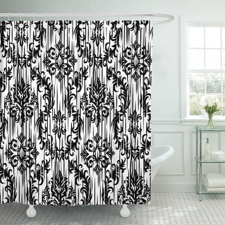 Pknmt Blue Ikat Ogee And Damascus Pattern In The Shower Curtain