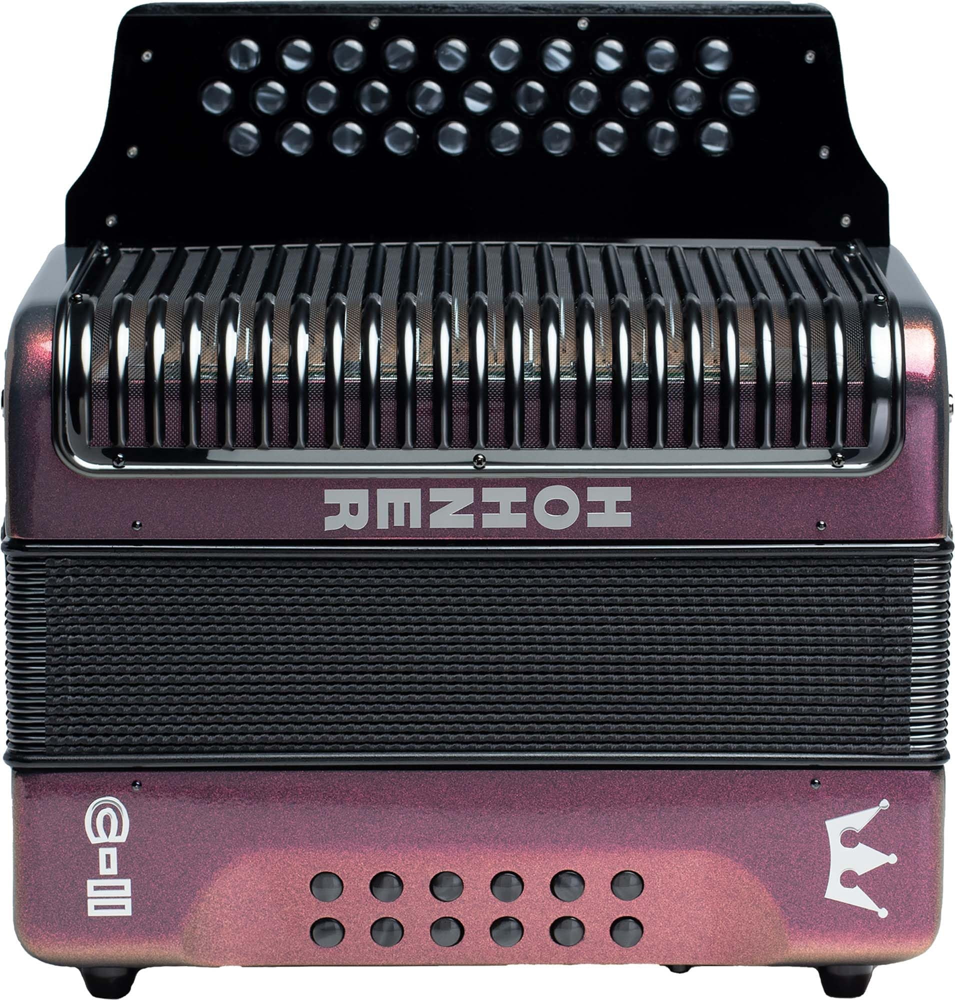 Hohner Corona C-II G/C/F Accordion - Red to Gold Bundle with Gig Bag, Adjustable Straps, and Austin Bazaar Polishing Cloth