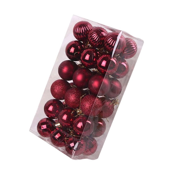 Adornos De Bolas De Navidad 36 bolas de Navidad de plástico para accesorios de fiesta de vacaciones en casa (rojo vino) Tmvgtek Libre de BPA